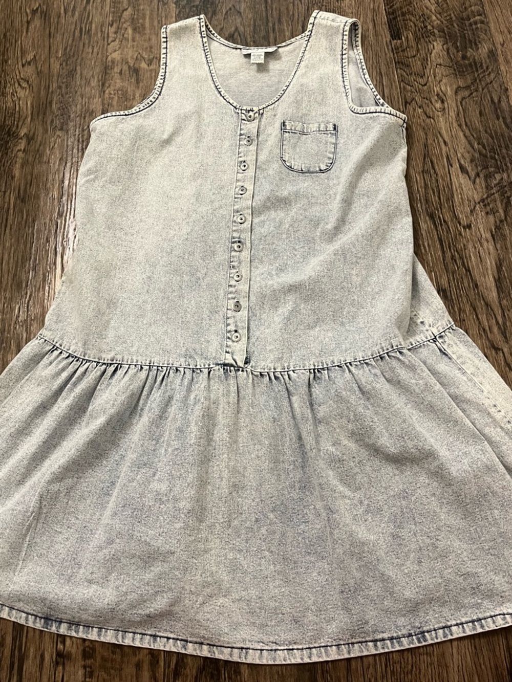 Giorgio Fiorelli Acid-Wash Gray Denim Button-Front Midi Dress